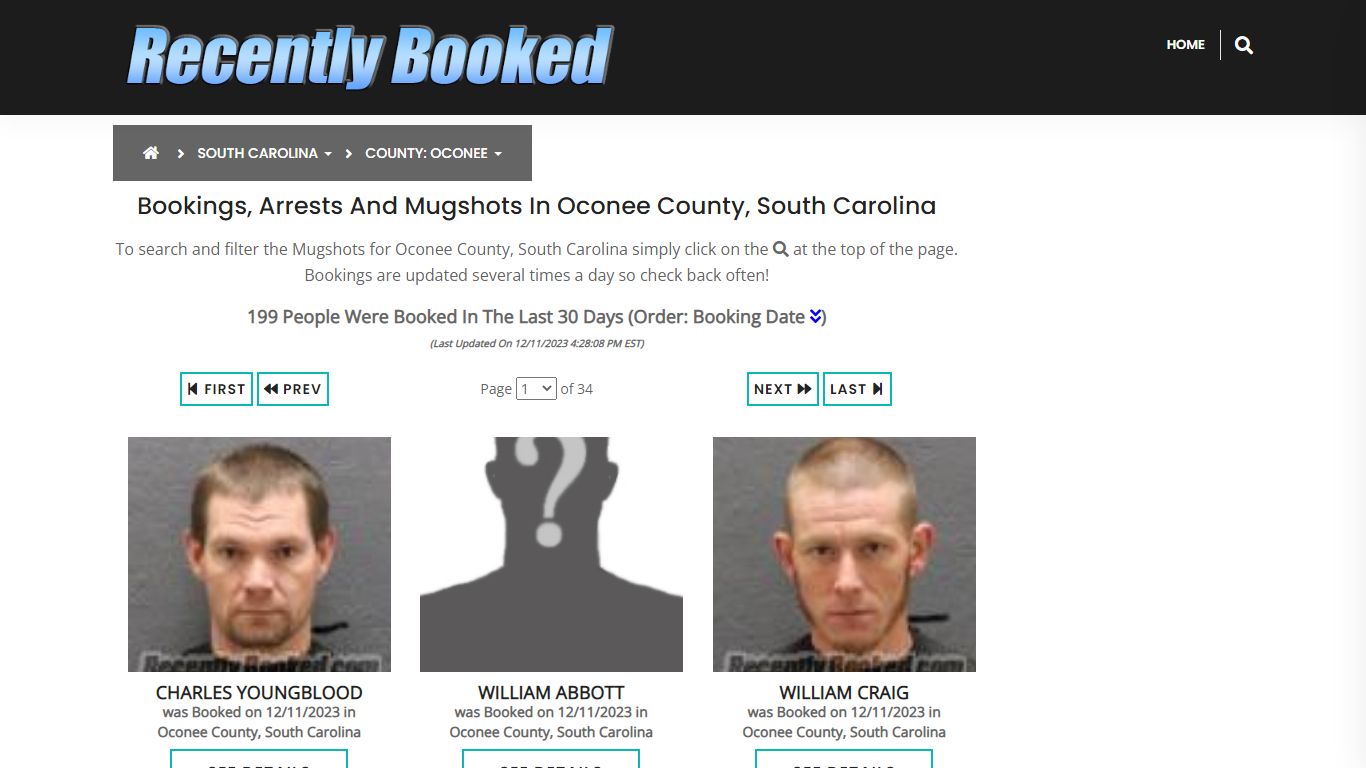 Bookings, Arrests and Mugshots in Oconee County, South Carolina